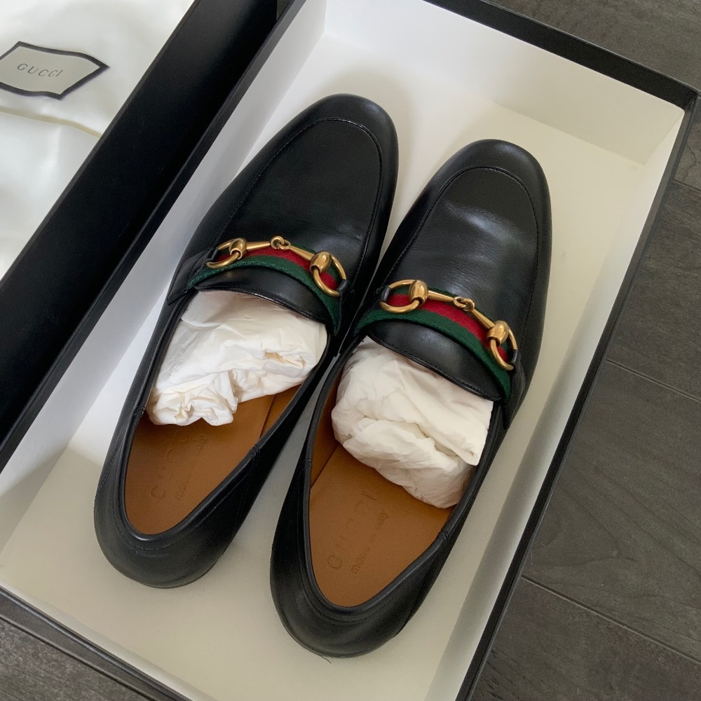 Gucci Horsebit-Detail Leather Loafers Size 5.5 M